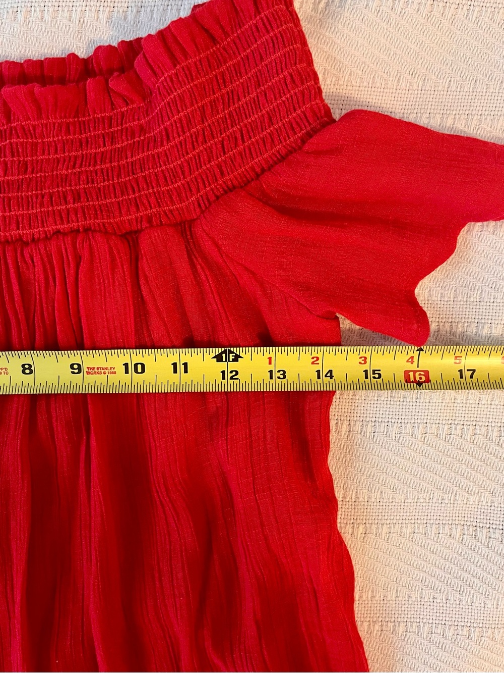Amadi Anthropologie Bright Red Off-Shoulder Shift Dress - Picture 7 of 8